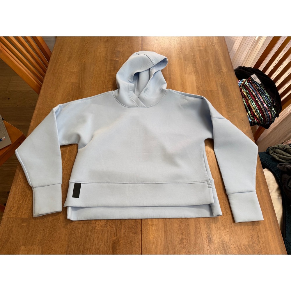 UNRL Women Crossover Hoodie Light Blue Scuba Knit Sweatshirt XS